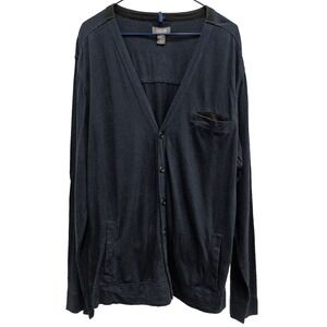 Kenneth Cole Reaction Mens Button Front Cardigan XXL Navy Striped Kurt Cobane